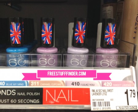 $0.79 Rimmel 60 Second Nail Polish at Walgreens