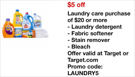 *HOT* $5 off $20 Laundry Target Mobile Coupon