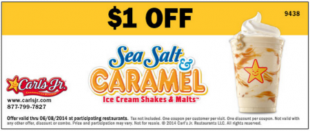 $1.00 off Sea Salt & Caramel Shake at Carls Jr