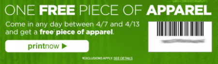 Possible Free Apparel Item from Sears Outlet