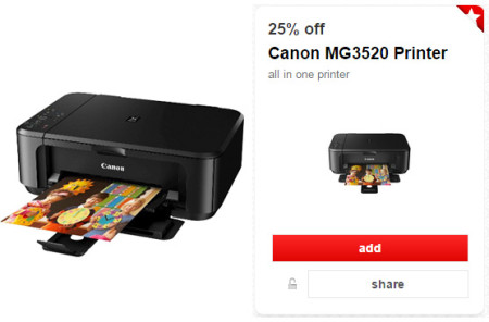 *NEW* 25% Off Canon MG3520 Printer Cartwheel Offer