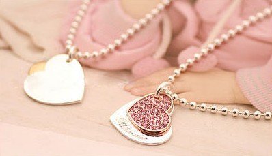 $1.99 Shiny Crystal Double Heart Necklace + Free Shipping