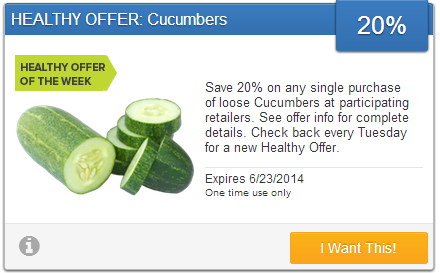 20% Off Cucumbers Purchase with Savingstar