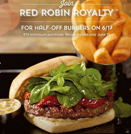 *HOT* 50% Off Red Robin Burgers (6/17 Only)