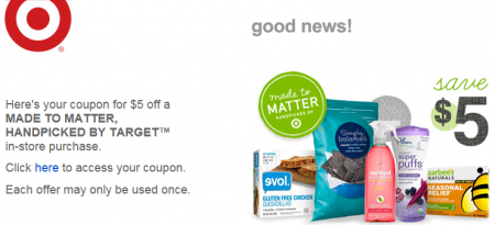 *HOT* $5 Off $20 Target Coupon (Made to Matter)