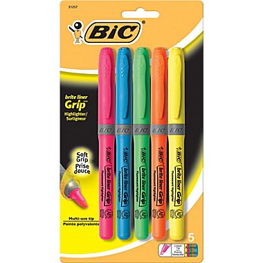 $1 (Reg $4.29) Bic Highlighters 5-Pack + Free Shipping