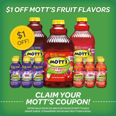 *New* $1.00 Mott's Fruit Flavors Juice Coupon
