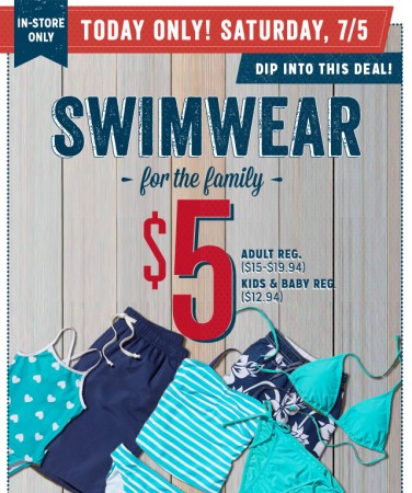 $5 Swimwear at Old Navy - 7/5 Only!