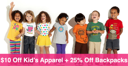 Target: $10 Off $50 Kids Apparel + 25% Off Backpacks 