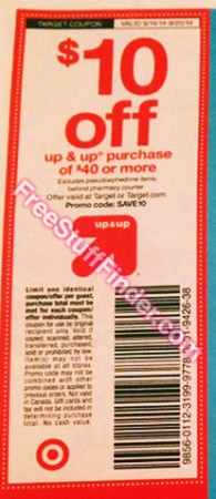*New* $10 Off $40 Up & Up Target Coupon (Week 9/14)