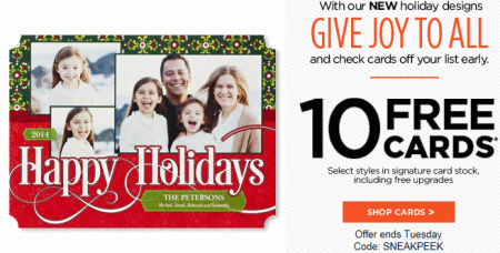 10 Free Holiday Cards at Shutterfly (Just Pay Shipping)