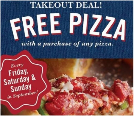 B1G1 Free Take Out Pizza at Uno Chicago Grill