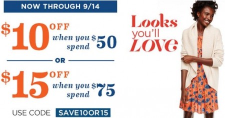 $10 off $50 & $15 off $75 Old Navy Coupons