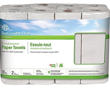 $0.50 Per Roll Sustainable Earth Paper Towels at Staples