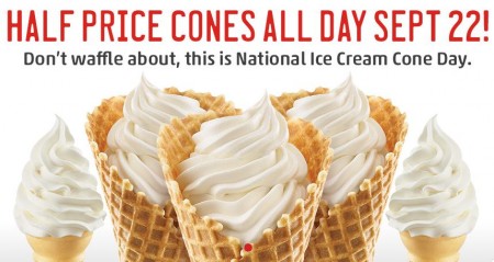 Half Price Ice Cream Cones at Sonic (9/23 Only)