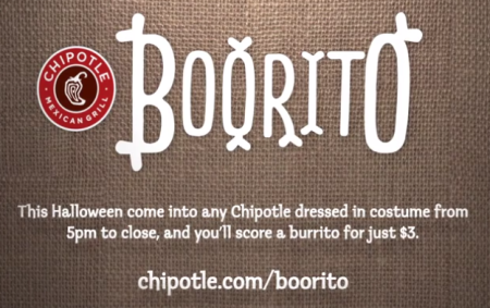 *HOT* $3 Chipotle Burritos on Halloween (Today 10/31 Only)