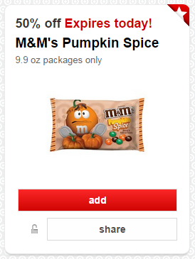 *HOT* 50% M&M's Pumpkin Spice Cartwheel (Today Only)