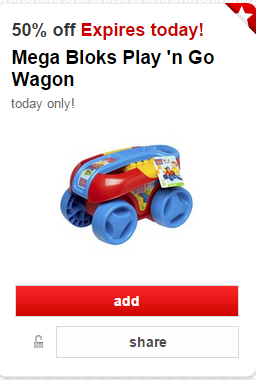 *HOT* 50% off Mega Bloks Play N Go Wagon Cartwheel Offer at Target