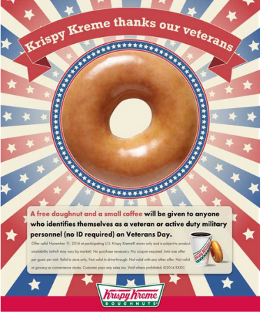 Free Krispy Kreme Donut & Coffee For Military (11/11 Only)