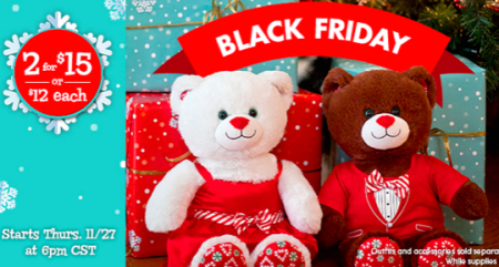 Build-A-Bear Black Friday Sale: $25.95 for 2 Bears + 2 Outfits