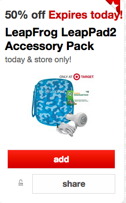 *HOT* 50% Off LeapFrog LeapPad2 Accessory Pack Cartwheel Offer (11/18 Only)