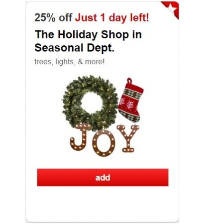 25% Off The Holiday Shop Target Cartwheel Offer