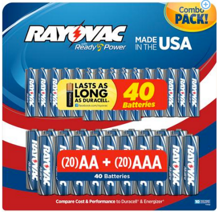 $9.97 Rayovac Combo Battery Pack (40 Pack) at Walmart