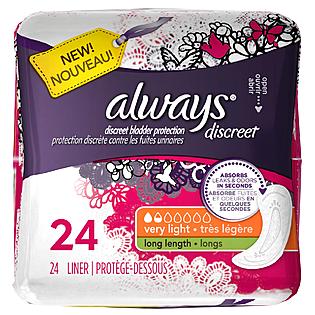 $0.72 (Reg $2.72) Always Discreet Liners at Walmart