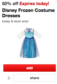 *HOT* 50% Disney Frozen Costume Dresses Cartwheel (Today Only)