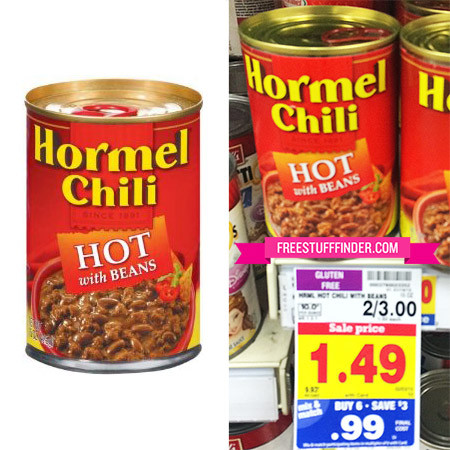 $0.72 (Reg $1.50) Hormel Chili at Kroger Affiliate Stores