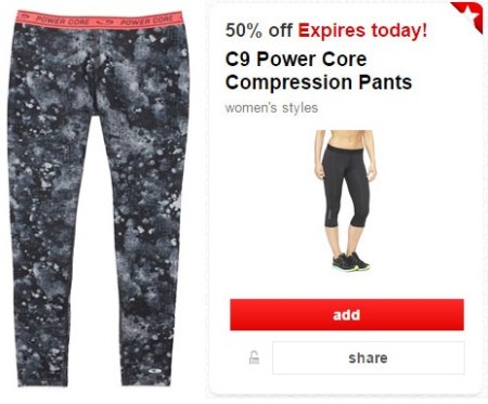 50% off C9 Women's Compression Pants Cartwheel Offer (Today Only) 