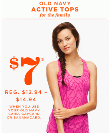 $7 Active Tops at Old Navy (Today Only) 