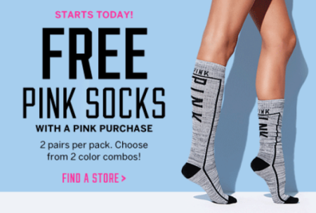 *HOT* Free Pink Socks with Pink Purchase at Victoria's Secret