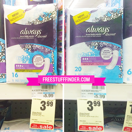 $0.99 (Reg $6) Always Discreet Pads at CVS