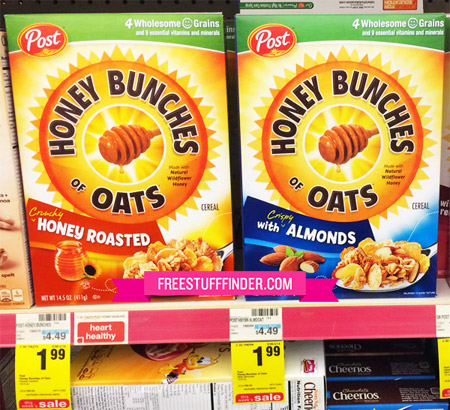 $0.49 (Reg $4.49) Post Honey Bunches of Oats Cereal at CVS