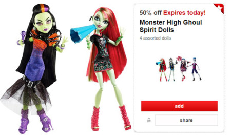 *HOT* 50% Off Casta Fierce & Monster High Ghoul Spirits Dolls Cartwheel Offer (Today Only)
