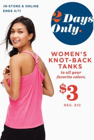 *HOT* $3 (Reg $10) Women’s Knot-Back Tanks at Old Navy (Ends Today, 4/11!)