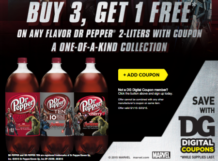 Buy 3 Get 1 Free Dr Pepper 2-Liters Dollar General Coupon