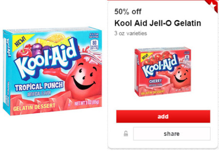 *HOT* 50% Off Kool-Aid Jell-O Gelatin Cartwheel Offer