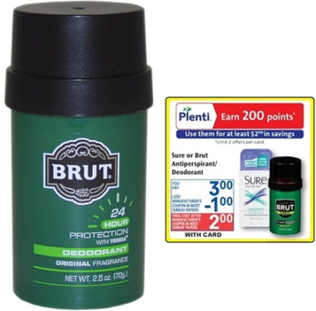 Free Brut or Sure Deodorant at Rite Aid
