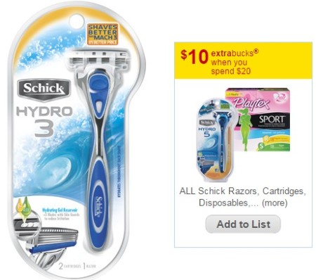 $2.29 (Reg $13.29) Schick Hydro 3 Value Pack at CVS