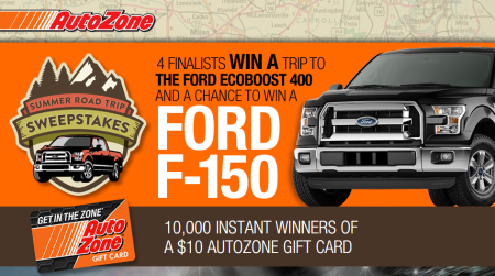 Win FREE $10 Autozone Gift Cards Instantly (3,000 Winners)