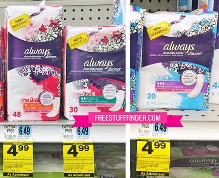 $1.99 (Reg $6.49) Always Discreet Liners at Rite Aid