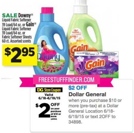 $2 Off $10 Purchase Coupon + Downy Deal at Dollar General