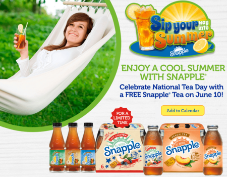 FREE Snapple Straight Up Tea Coupon (LIVE NOW)