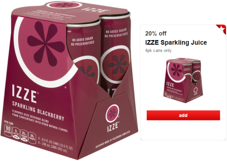 $1.50 (Reg $4) IZZE Sparkling Juice 4-Packs at Target