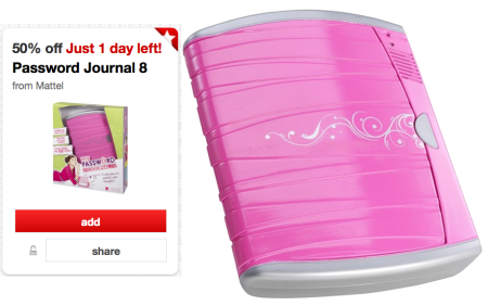 *HOT* 50% Off Mattel Password Journal 8 Cartwheel Offer
