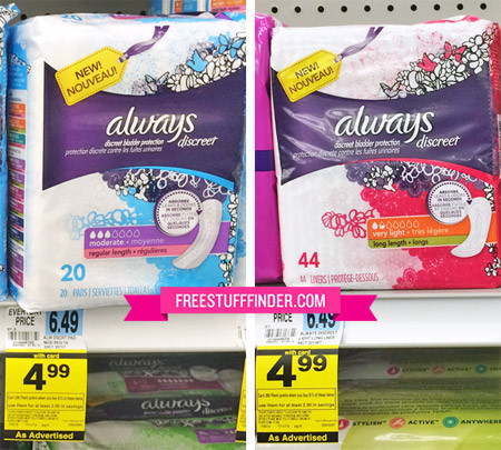 $1.49 (Reg $6.49) Always Discreet Pads at Rite Aid