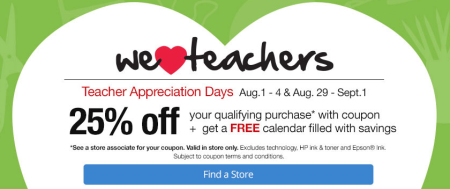 25% Off Teacher Appreciation at Office Depot & Office Max