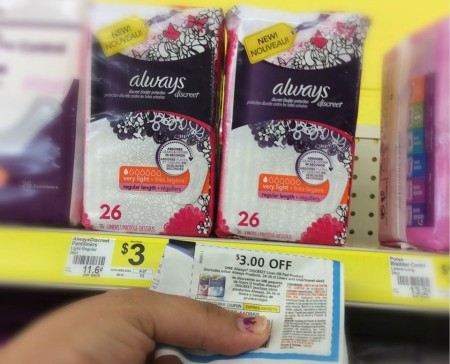 Free Always Discreet Liners at Dollar General